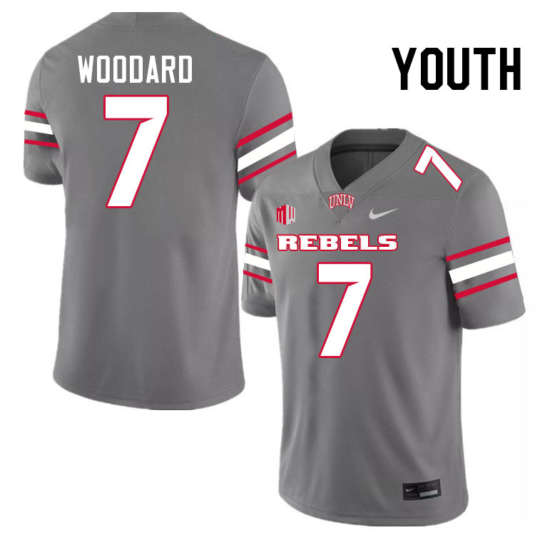 Youth #7 Jackson Woodard UNLV Rebels College Football Jerseys Stitched-Grey